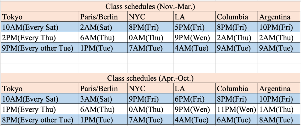 yiquan park class schedules